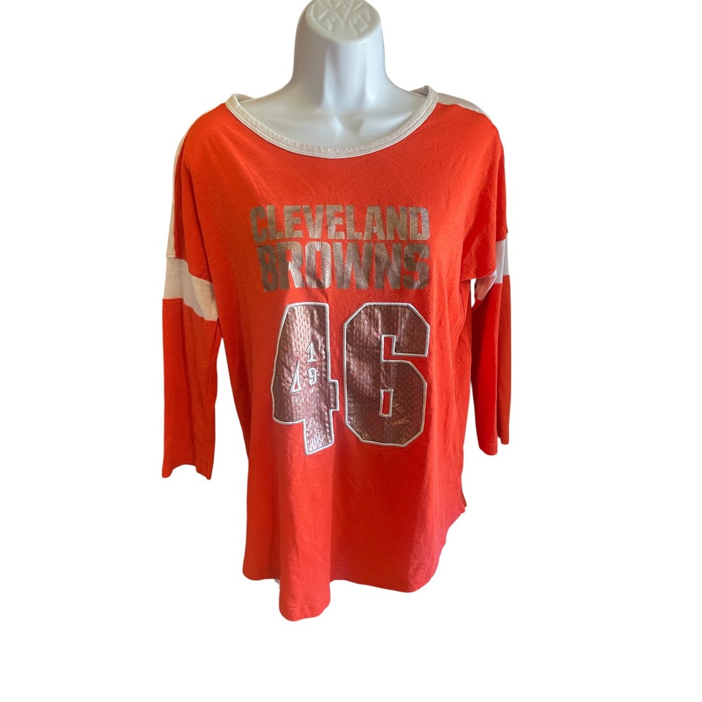 PINK Victoria's Secret Cleveland Browns Football Jersey Top Orange Medium‎
